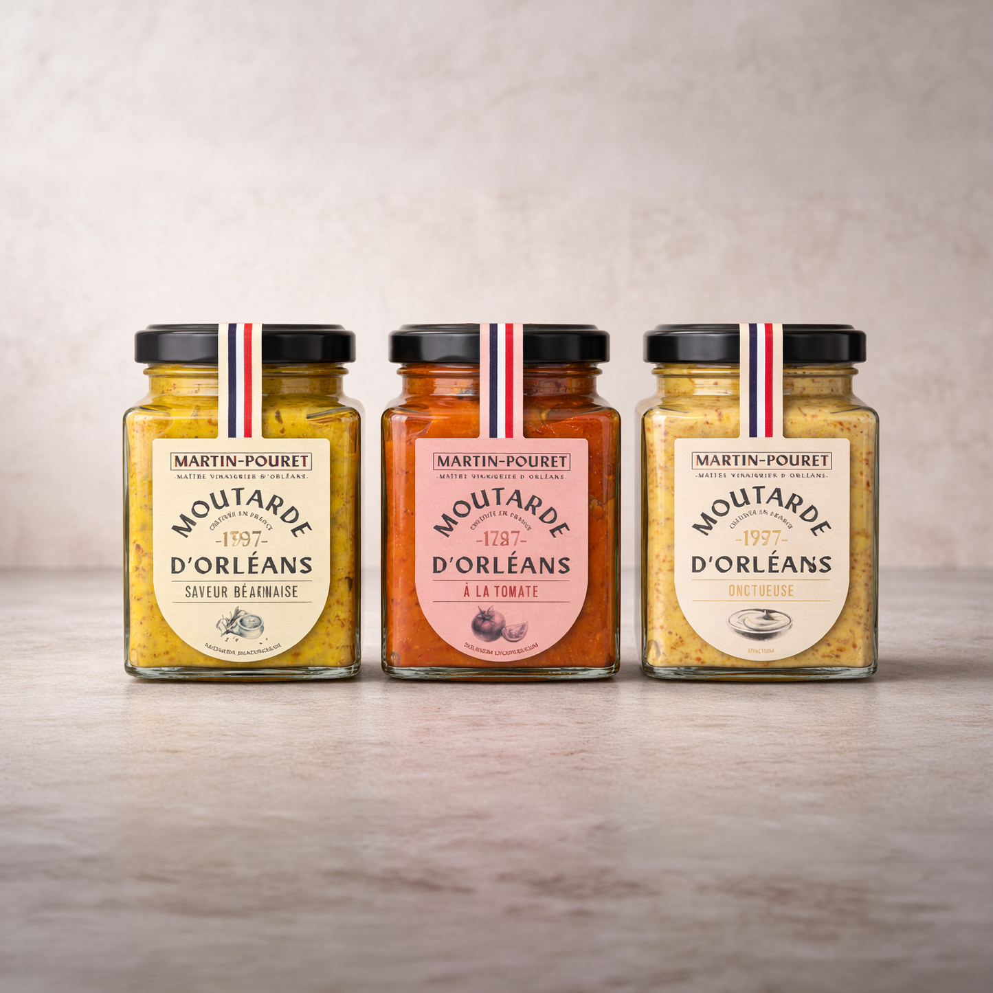 Coffret de 3 moutardes d'Orléans Martin-Pouret