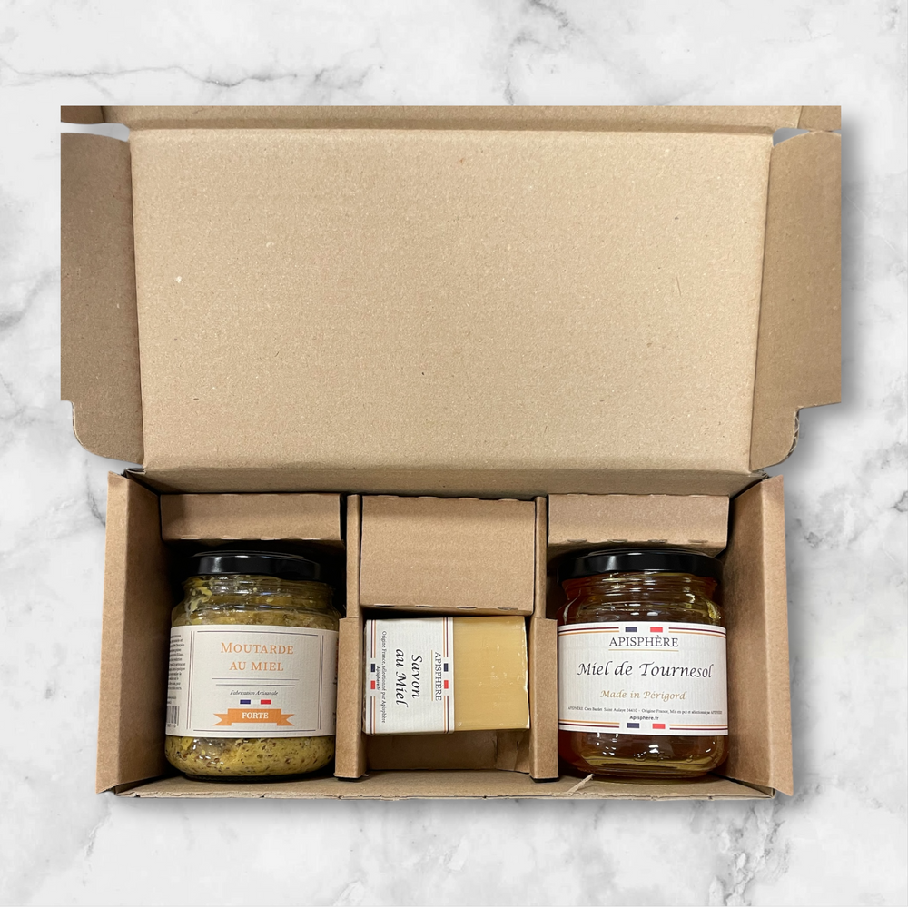 3 pot de miel Apisphère dans leur coffret