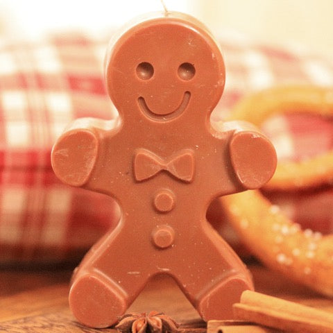 Bougie Mannele brune en forme de bonhomme de pain d'épice