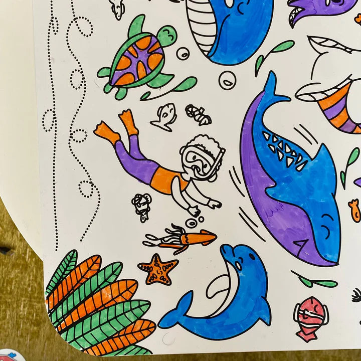 
                  
                    Un set de table réutilisables et coloriables thème océan Les Drôles de Bouilles 
                  
                